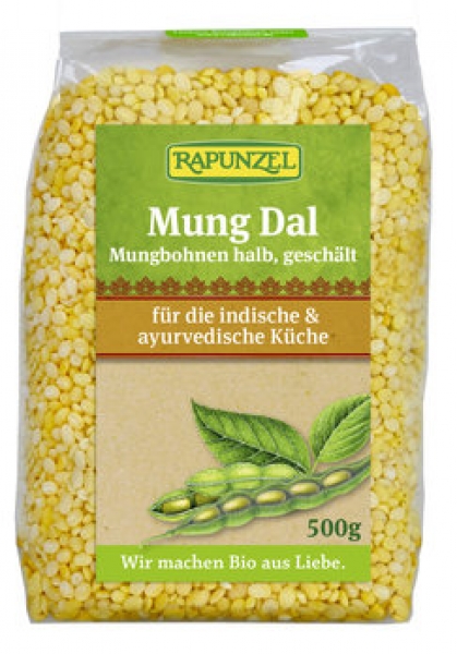 Mung Dal, Mungbohnen halb, geschält 500g - Rapunzel